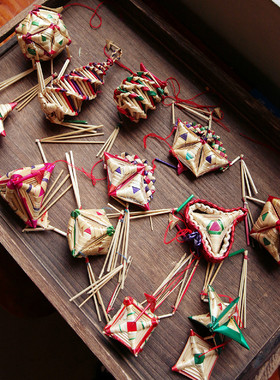 麦秆草编挂件复古风儿时玩具纯手工艺品吉祥如意麦秸秆玩具小挂饰