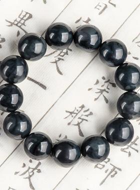 天然A货翡翠墨玉手链16mm