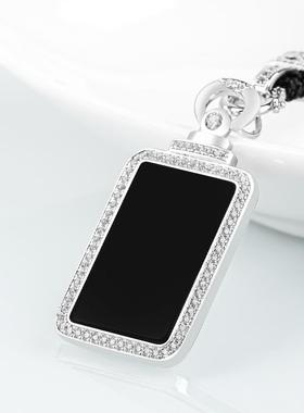 A货无事牌银镶嵌玉石吊坠