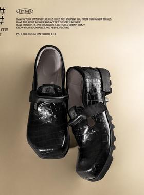 编界Rewrite「雅痞书生」商务嬉皮玛丽珍方头牛皮乐福书生鞋新款