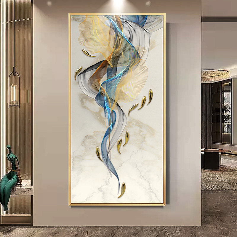 轻奢走廊过道装饰画现代简约入户玄关挂画竖版壁画九鱼图寓意好,家居饰品,现代装饰画,淘宝优惠券,粉丝福利购,淘宝优惠卷