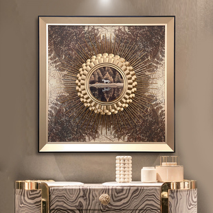 现代轻奢入户玄关装饰画美式高端大气餐厅挂画高级感客厅立体壁画