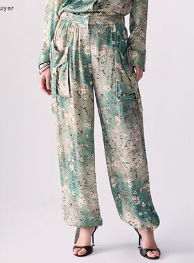 LiuJo缎面束脚侧兜工装长裤女