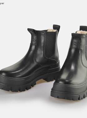 【TT Heavi】直邮代购 牛皮毛绒内胆厚底短筒切尔西棉女靴 25秋冬