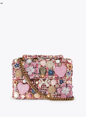 【TT Heavi】直邮代购 粗花呢彩色水钻珍珠链条翻盖女包 25秋冬