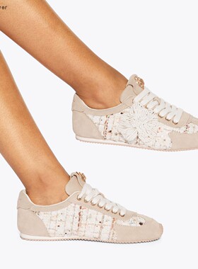 【TT Heavi】直邮代购 麂皮粗花呢珍珠立体花平底女德训鞋 26春夏