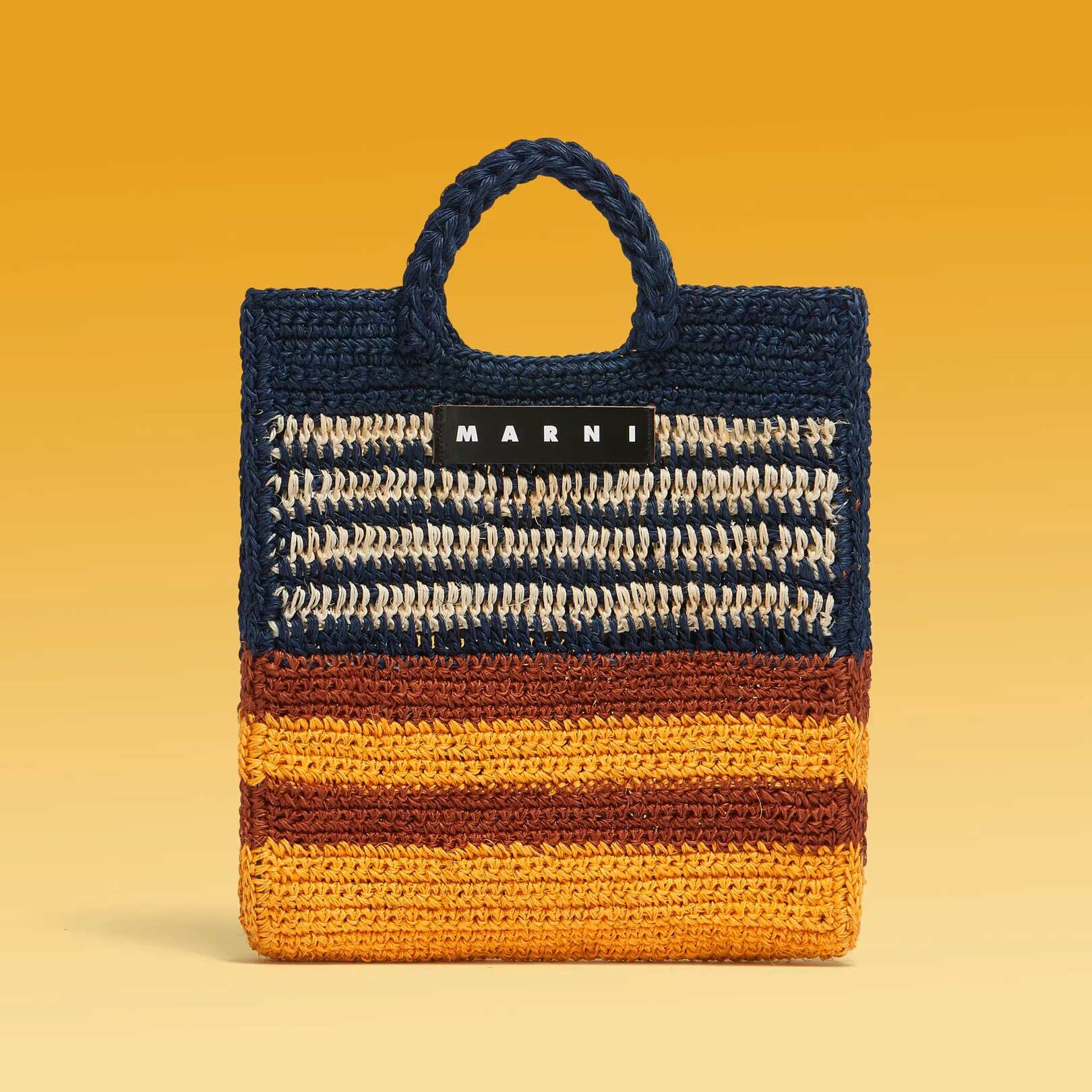 Marni Market 直邮代购 草编拼接镂空条纹菜篮子托特女包 26春夏