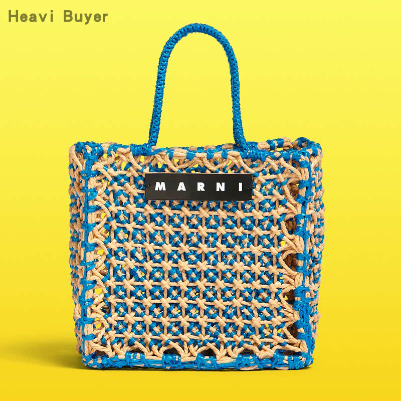 marni market 直邮代购 尼龙编织镂空拼接色敞口菜篮子女包22春夏