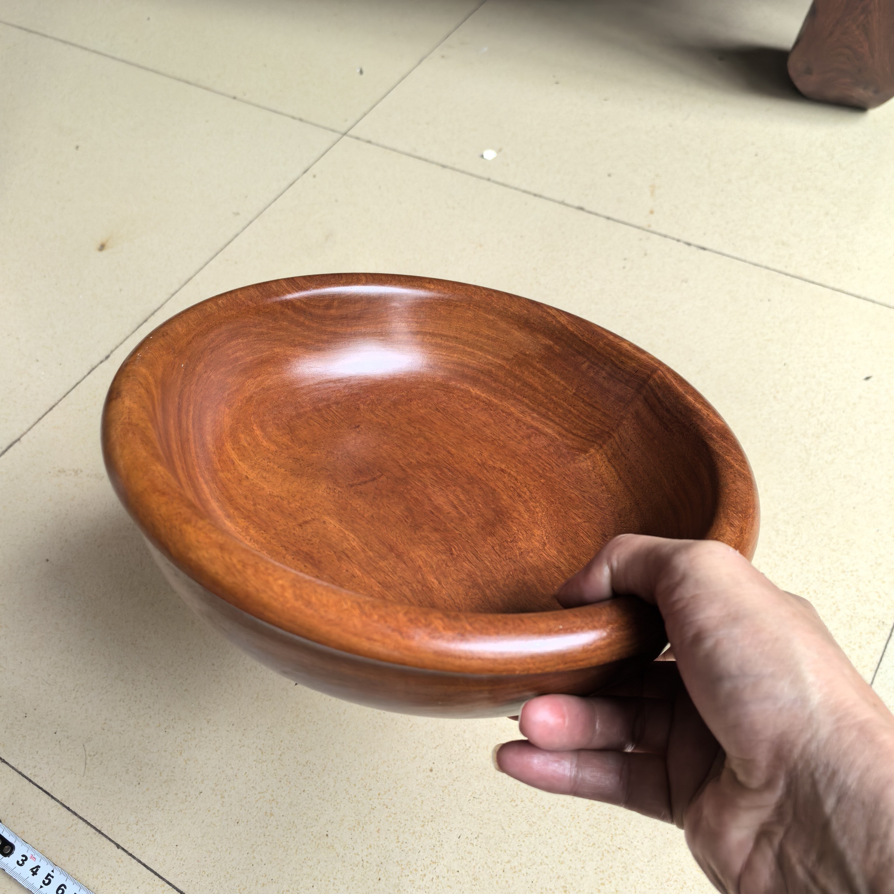 红木果盘缅甸花梨大果紫檀水果盘子整实木质桌面茶杯托盘子