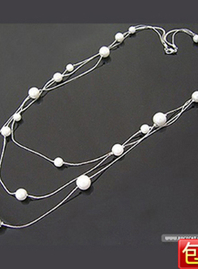韩版多层仿珍珠长款百搭时尚饰品