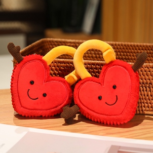 同心锁表白锁爱心毛绒玩具公仔情人节表白玩偶结婚礼物喜庆小摆件