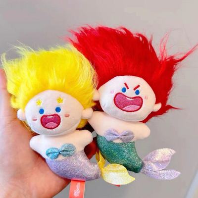 正版美炸了美人鱼公主棉花娃娃可爱炸毛玩偶公仔女孩布偶生日礼物