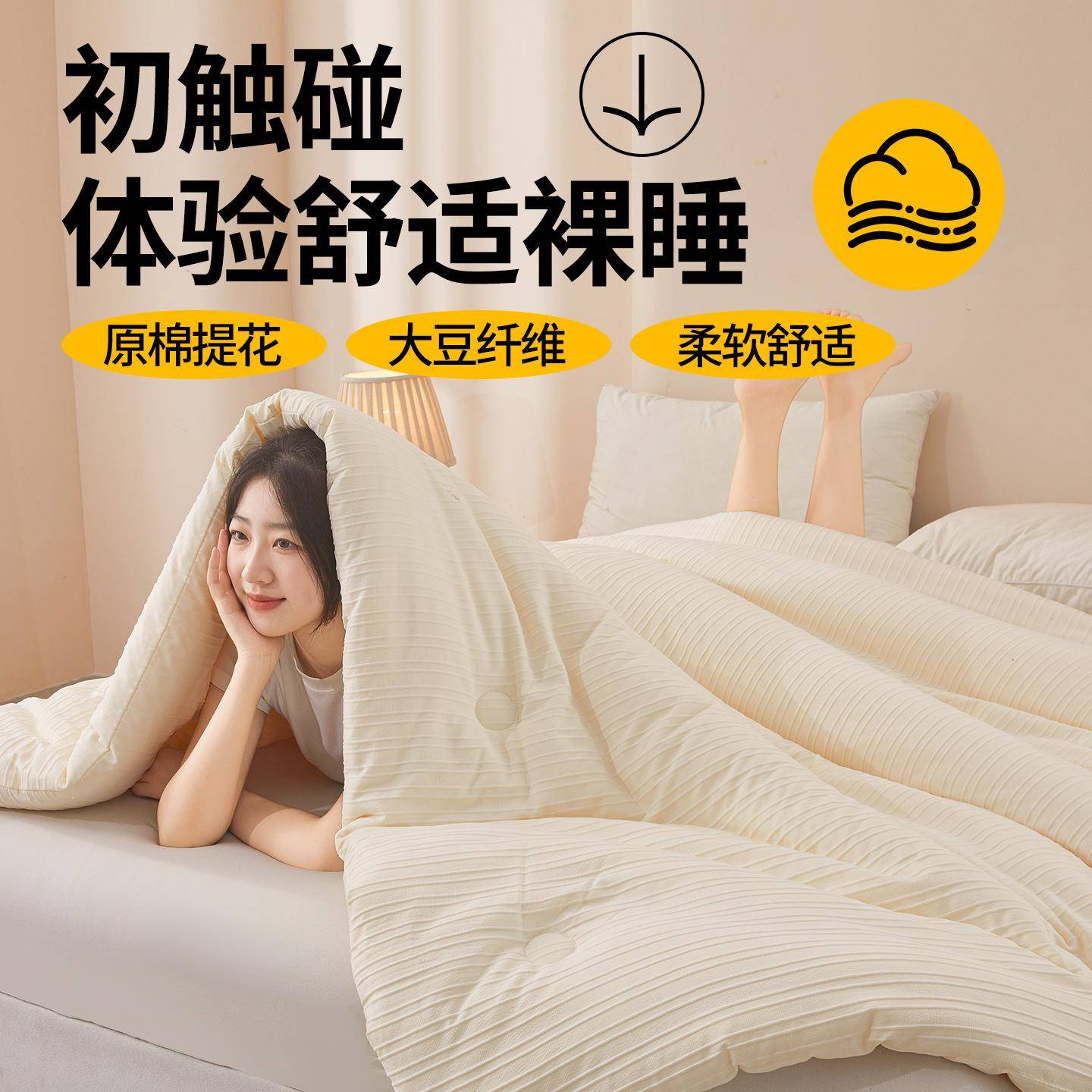 南通科维丝纺织品有限公司超柔肌肤感大豆被a类纯色提花冬季被芯