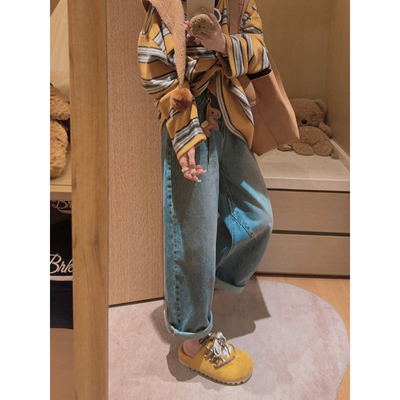 Yukiss【马上好运！显高好比例牛仔八分/九分气球裤】