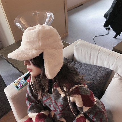 yukiss 新年款毛茸茸雷锋帽子外出2023秋季保暖遮耳帽子