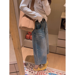 复古水洗浅蓝色牛仔七分裤 Yukiss 没想到这么显瘦