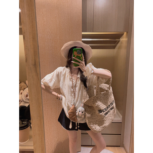 娃娃衫 复古风刺绣棉麻宽松衬衫 轻度假感 Yukiss