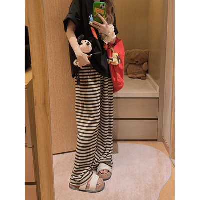 Yukiss【垂感懒懒裤！夏季薄料条纹宽松阔腿休闲裤】