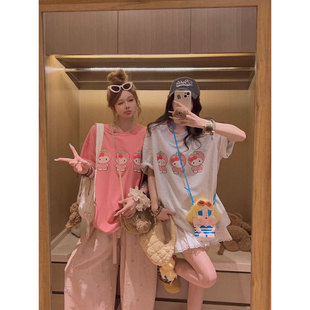 T恤～ Yukiss 宽松印花短袖 原创草莓KT猫 软萌少女