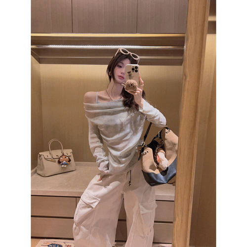 Yukiss 假两件收腰长袖防晒T恤女春夏韩系修身显瘦慵懒休闲风上衣