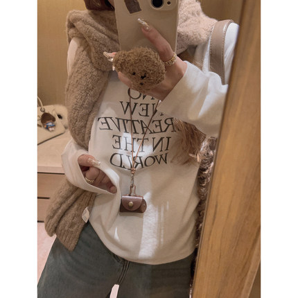 Yukiss【磨毛竹节棉！好搭配/长袖字母打底T恤上衣】