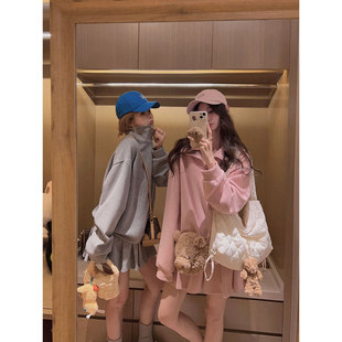 百褶短裙 半拉链立领卫衣 网球卫衣套装 Yukiss