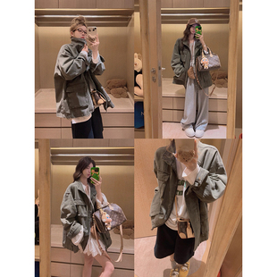 做旧军绿色多口袋夹克外套 Yukiss 重工成衣洗水