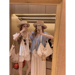 Yukiss【短袖版！重工花朵刺绣 麻棉娃娃衫短裤套装】