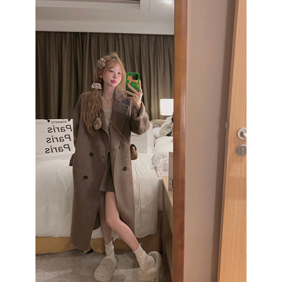 小个子冲！羊驼绒双面呢大衣