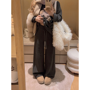 微喇阔腿裤 磨毛休闲裤 加绒加厚480g牛奶绒 Yukiss