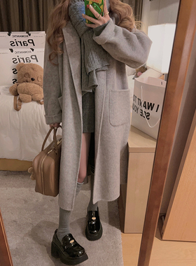 Yukiss【福利清仓5折】【格雷系穿搭！浅灰色90羊毛双面呢大衣】
