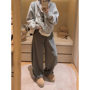 女秋冬韩系宽松显瘦弯刀裤 Yukiss 小个子加厚加绒直筒阔腿休闲裤