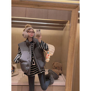 Yukiss 90白鸭绒羽绒马甲外套面包服女秋冬韩系宽松时髦保暖上衣