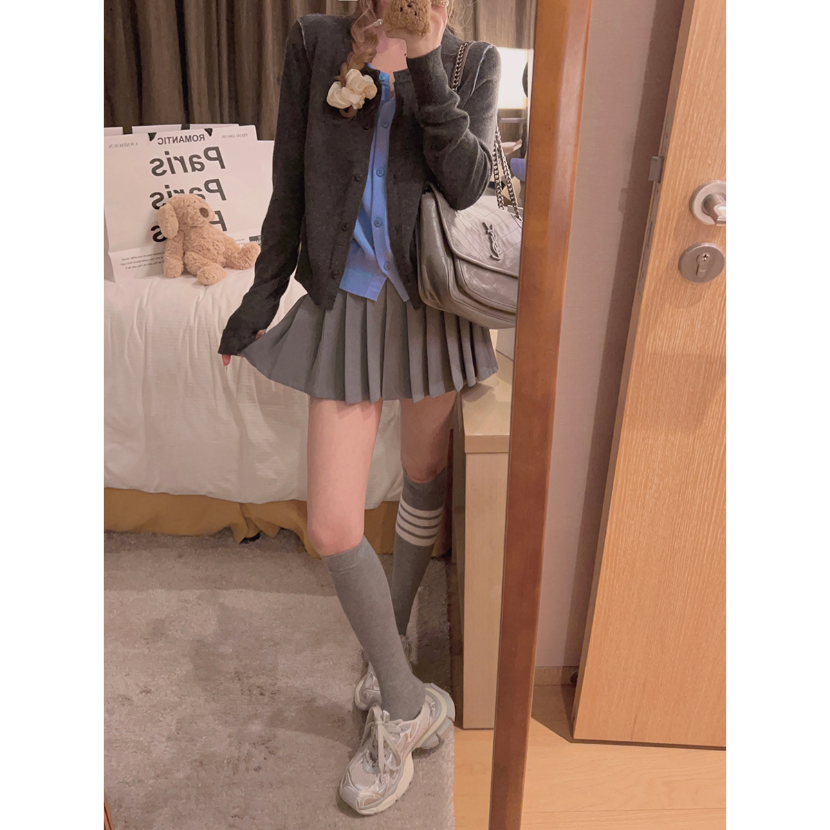Yukiss【显腿长！前短后长不会漏pp！西装百褶短裙】