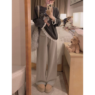 巨显瘦灰色黑色休闲裤 一体绒 半永久卫裤 Yukiss