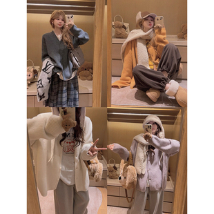 外套 Yukiss 羊毛混纺毛衣开衫 厚厚 ins博主款