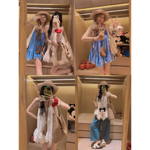 系带棉质蓬蓬短款吊带裙