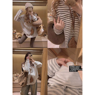 软糯条纹打底T恤上衣 糯米绒 加厚加绒 Yukiss