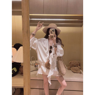 上衣 Yukiss 肌理感荷叶边衬衫 森系连衣裙 法式