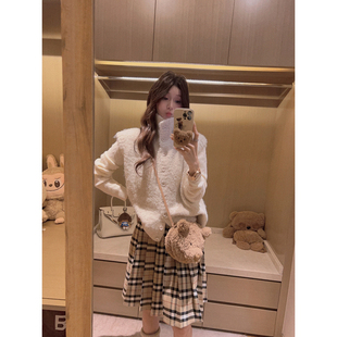 翻领马甲背心 羊毛圈圈纱立领高领 两穿 Yukiss