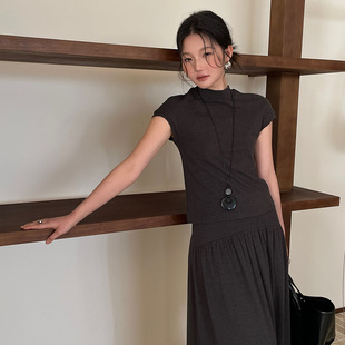 打底上衣58123 FONE简禾极简半高领小飞袖 修身 针织衫 女2025秋季
