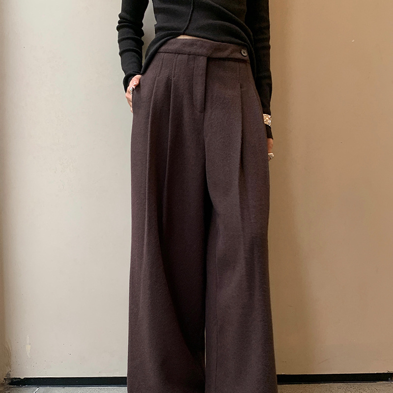 FONE简禾咖色阔腿显瘦西装裤女20