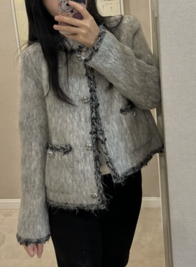 法式气质高级感灰色小香风外套女2025秋冬新款羽绒服内胆毛呢上衣