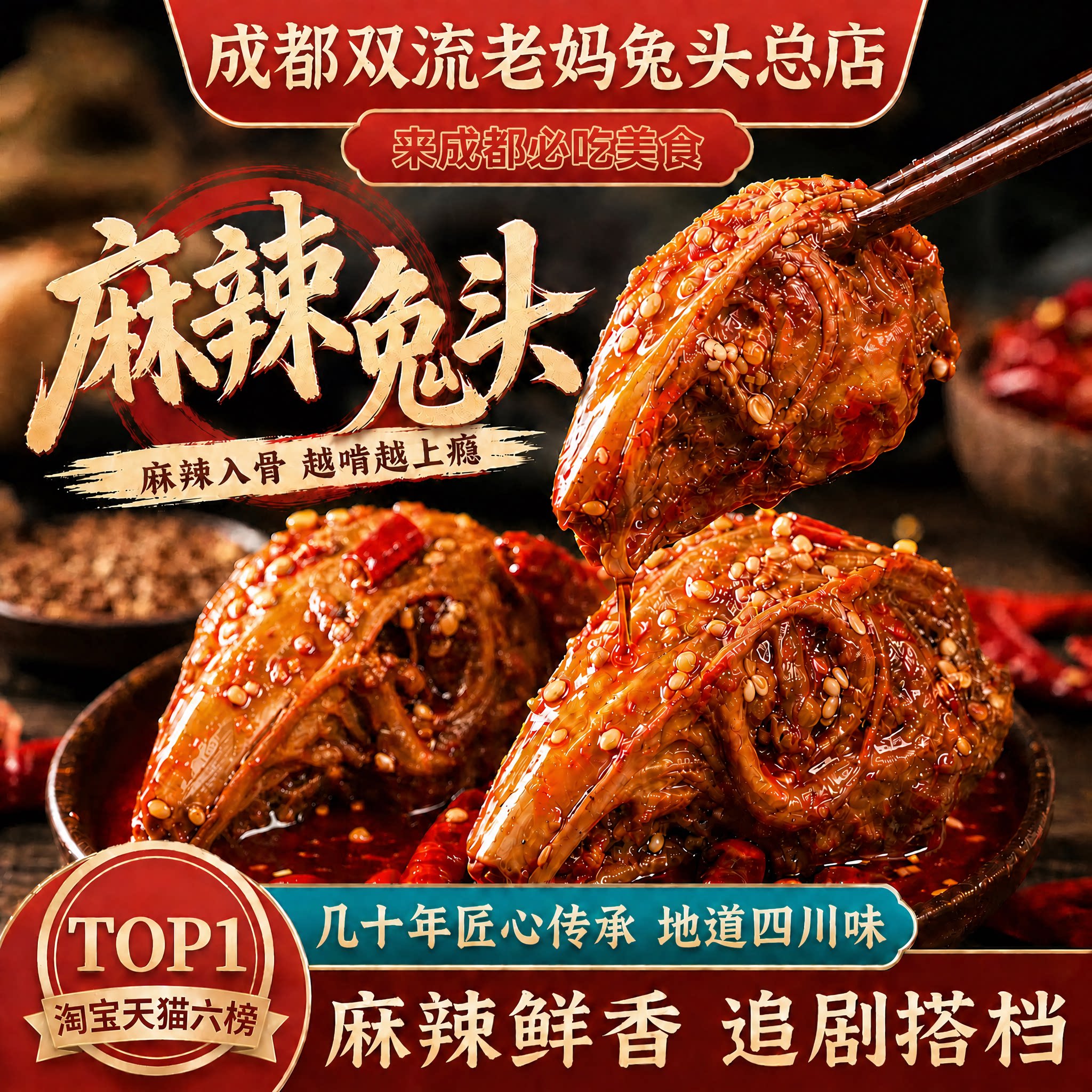 双流老妈兔头旗舰店夜宵下酒正宗四川味麻辣兔头240g自贡市冷吃兔图片