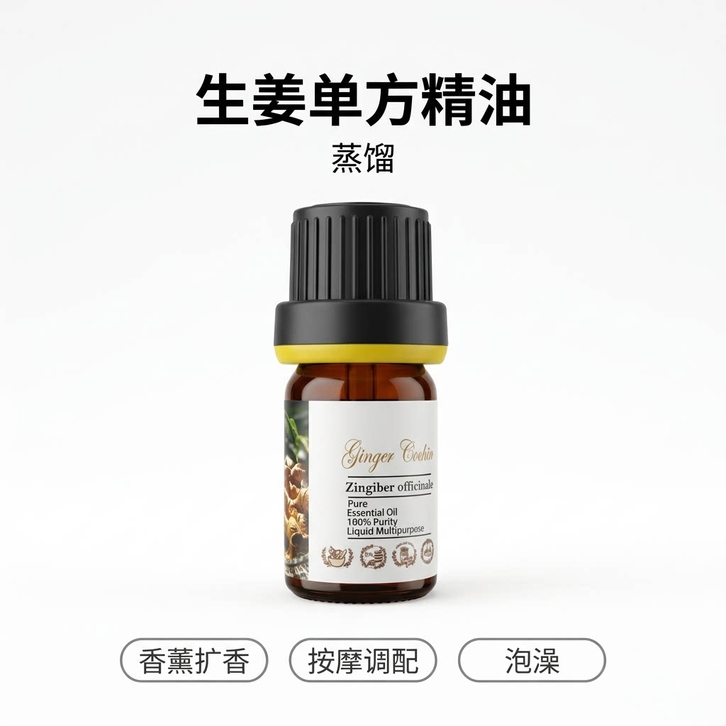 姜生姜单方精油护发芳疗全身按摩泡脚香薰美容院通用spa眼袋