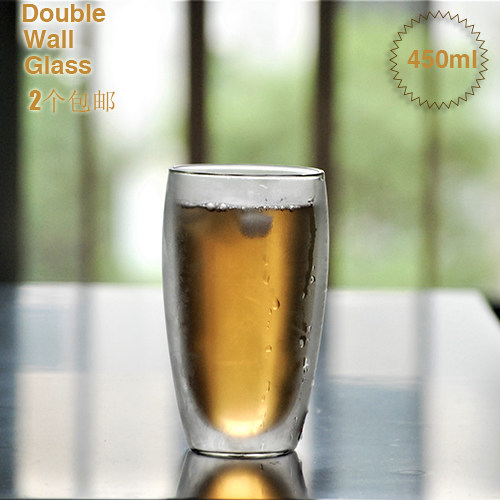 450ml大容量隔热早餐双层玻璃杯