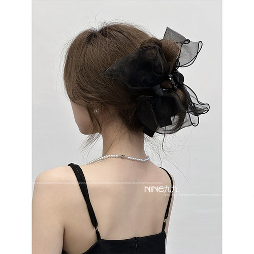 网纱蝴蝶结大抓夹高级感公主