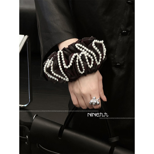 NINE九复古超大珍珠手工发圈