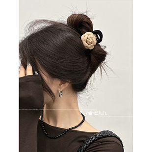 NINE九 清冷丝绒发夹发圈头饰高弹扎头发饰鲨鱼夹发绳发饰女 韩版