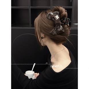 NINE九 百搭复古小香风抓夹布艺蝴蝶结破土风发夹头饰 高级感法式